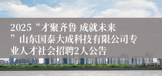 2025“才聚齐鲁 成就未来”山东国泰大成科技有限公司专业人才社会招聘2人公告