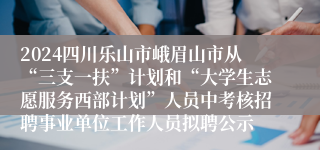 2024四川乐山市峨眉山市从“三支一扶”计划和“大学生志愿服务西部计划”人员中考核招聘事业单位工作人员拟聘公示