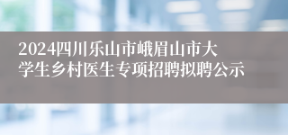 2024四川乐山市峨眉山市大学生乡村医生专项招聘拟聘公示