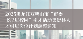 2025黑龙江双鸭山市“市委书记进校园”引才活动集贤县人才引进岗位计划调整通知