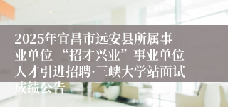 2025年宜昌市远安县所属事业单位 “招才兴业”事业单位人才引进招聘·三峡大学站面试成绩公告