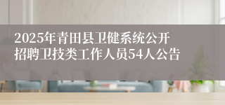 2025年青田县卫健系统公开招聘卫技类工作人员54人公告
