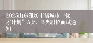 2025山东潍坊市诸城市“优才计划”A类、B类职位面试通知
