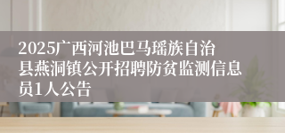 2025广西河池巴马瑶族自治县燕洞镇公开招聘防贫监测信息员1人公告