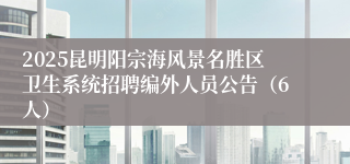 2025昆明阳宗海风景名胜区卫生系统招聘编外人员公告（6人）
