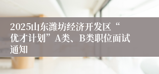 2025山东潍坊经济开发区“优才计划”A类、B类职位面试通知