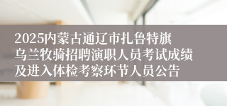 2025内蒙古通辽市扎鲁特旗乌兰牧骑招聘演职人员考试成绩及进入体检考察环节人员公告