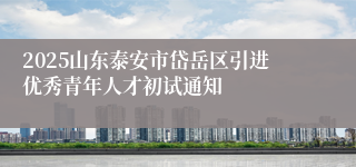 2025山东泰安市岱岳区引进优秀青年人才初试通知