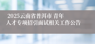 2025云南省普洱市 青年人才专项招引面试相关工作公告