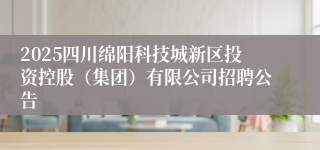 2025四川绵阳科技城新区投资控股（集团）有限公司招聘公告