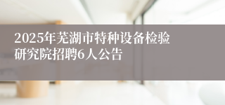 2025年芜湖市特种设备检验研究院招聘6人公告