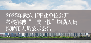 2025年武穴市事业单位公开考核招聘“三支一扶”期满人员拟聘用人员公示公告