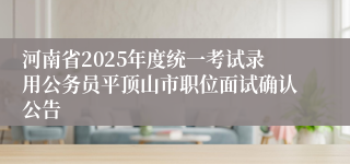 河南省2025年度统一考试录用公务员平顶山市职位面试确认公告
