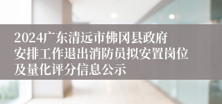 2024广东清远市佛冈县政府安排工作退出消防员拟安置岗位及量化评分信息公示