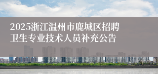 2025浙江温州市鹿城区招聘卫生专业技术人员补充公告
