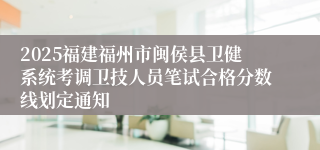 2025福建福州市闽侯县卫健系统考调卫技人员笔试合格分数线划定通知