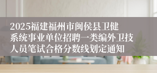2025福建福州市闽侯县卫健系统事业单位招聘一类编外卫技人员笔试合格分数线划定通知