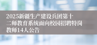 2025新疆生产建设兵团第十二师教育系统面向校园招聘特岗教师14人公告