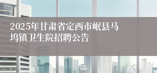 2025年甘肃省定西市岷县马坞镇卫生院招聘公告