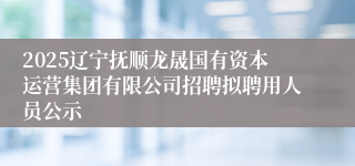 2025辽宁抚顺龙晟国有资本运营集团有限公司招聘拟聘用人员公示