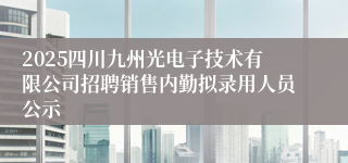 2025四川九州光电子技术有限公司招聘销售内勤拟录用人员公示