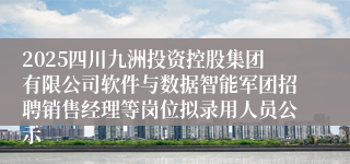 2025四川九洲投资控股集团有限公司软件与数据智能军团招聘销售经理等岗位拟录用人员公示
