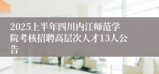 2025上半年四川内江师范学院考核招聘高层次人才13人公告