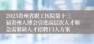2025贵州省职工医院第十三届贵州人博会引进高层次人才和急需紧缺人才招聘13人方案