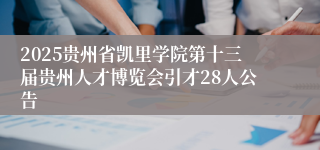 2025贵州省凯里学院第十三届贵州人才博览会引才28人公告