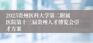 2025贵州医科大学第二附属医院第十三届贵州人才博览会引才方案