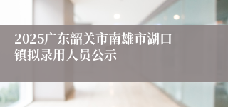 2025广东韶关市南雄市湖口镇拟录用人员公示