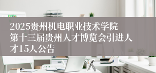 2025贵州机电职业技术学院第十三届贵州人才博览会引进人才15人公告