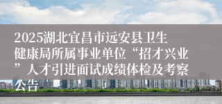 2025湖北宜昌市远安县卫生健康局所属事业单位“招才兴业”人才引进面试成绩体检及考察公告