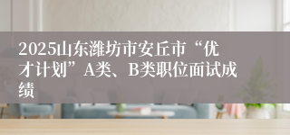 2025山东潍坊市安丘市“优才计划”A类、B类职位面试成绩