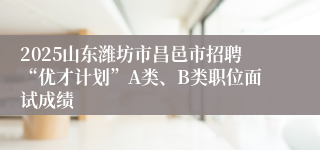 2025山东潍坊市昌邑市招聘“优才计划”A类、B类职位面试成绩