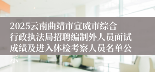 2025云南曲靖市宣威市综合行政执法局招聘编制外人员面试成绩及进入体检考察人员名单公示