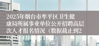 2025年烟台市牟平区卫生健康局所属事业单位公开招聘高层次人才报名情况（数据截止到2025年4月14日16时）