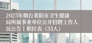 2025年烟台莱阳市卫生健康局所属事业单位公开招聘工作人员公告丨职位表（35人）