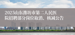 2025山东潍坊市第二人民医院招聘部分岗位取消、核减公告