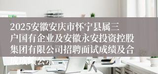 2025安徽安庆市怀宁县属三户国有企业及安徽永安投资控股集团有限公司招聘面试成绩及合成成绩公示