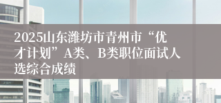 2025山东潍坊市青州市“优才计划”A类、B类职位面试人选综合成绩