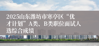 2025山东潍坊市寒亭区“优才计划”A类、B类职位面试人选综合成绩