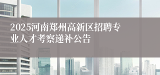 2025河南郑州高新区招聘专业人才考察递补公告