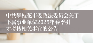 中共攀枝花市委政法委员会关于下属事业单位2025年春季引才考核相关事宜的公告