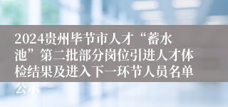 2024贵州毕节市人才“蓄水池”第二批部分岗位引进人才体检结果及进入下一环节人员名单公示