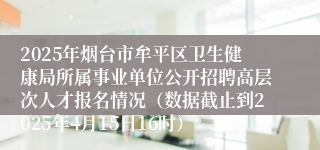 2025年烟台市牟平区卫生健康局所属事业单位公开招聘高层次人才报名情况（数据截止到2025年4月15日16时）