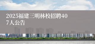 2025福建三明林校招聘407人公告