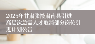 2025年甘肃张掖肃南县引进高层次急需人才取消部分岗位引进计划公告
