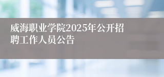 威海职业学院2025年公开招聘工作人员公告