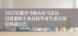 2025安徽省马鞍山市当涂县引进紧缺专业高校毕业生部分岗位核减公告